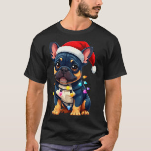 Camiseta Cachorro Bulldog Francês Fofo Natal Papai Noel Ama