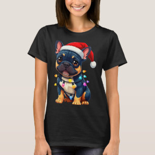 Camiseta Cachorro Bulldog Francês Fofo Natal Papai Noel Ama