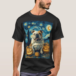 Camiseta Cachorro Bulldog Inglês Fofo de Halloween Jack O L