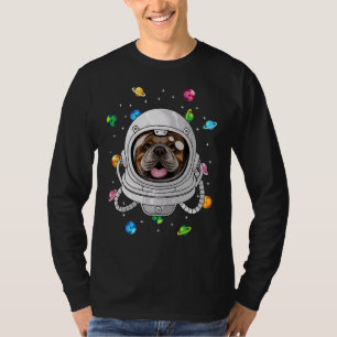 Camiseta Cachorro-Bulldog Profundo em Uniões Cósmicas Espac