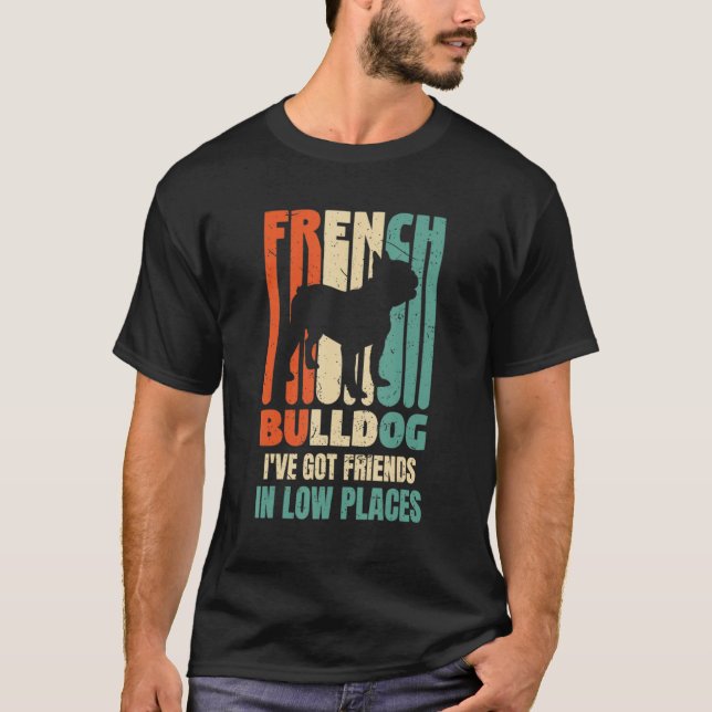 Camiseta Cachorro Bulldog Tenho Amigos em Baixo Local Cacho (Frente)