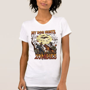 Camiseta Cachorro Caça Zumbis Halloween Pastor Alemão Lua_1