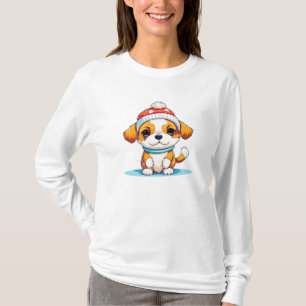 Camiseta Cachorro Cachi Kawaii Cartoon de Natal Cachorro