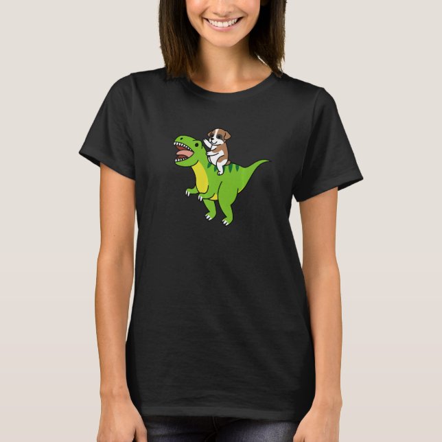 Camiseta Cachorro Cachorro Andando Rex Dinossaur Cachorro (Frente)