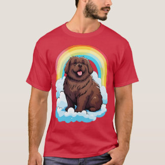 Camiseta Cachorro Cachorro-Arco-Íris Newfie Kawaii Cachorro