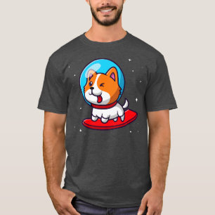 Camiseta Cachorro Cachorro Bonito Surfando no Espaço Cartoo