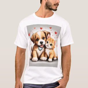 Camiseta Cachorro Cachorro E Gato Apaixonados