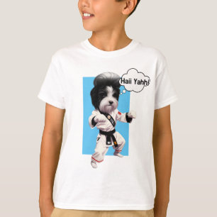 Camiseta Cachorro Cachorro Elvis Impersonator em Karate kim