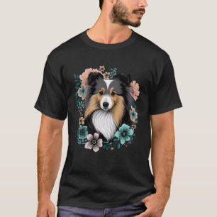 Camiseta Cachorro Cachorro Floral Primavera do Jardim Negro