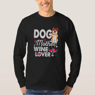 Camiseta Cachorro Cachorro-Mãe Vinho Shiba Inu Dia de as mã