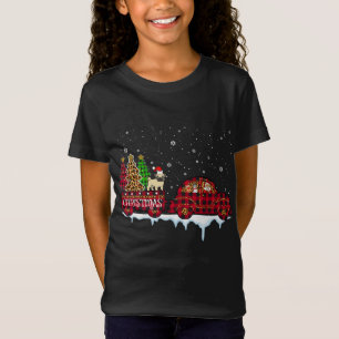 Camiseta Cachorro Cachorro Natal Xadrez Vermelha Papais noe