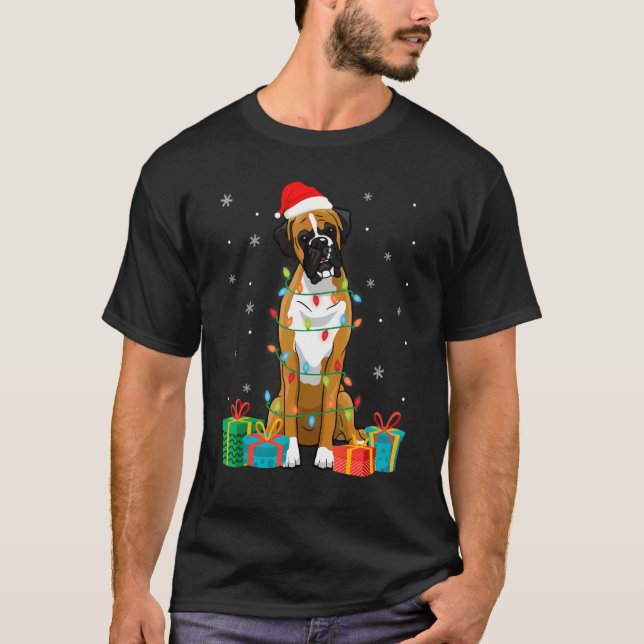 Camiseta Cachorro Cachorro Noel Luzes De Árvore De Natal (Frente)