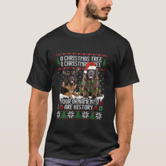 Camiseta Cachorro Cachorro Noturno Luzes de Árvore de Natal