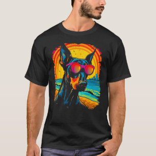 Camiseta Cachorro Cachorro Pinscher Dobermann Óculos de Sol