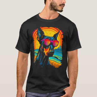 Camiseta Cachorro Cachorro Pinscher Dobermann Óculos de Sol