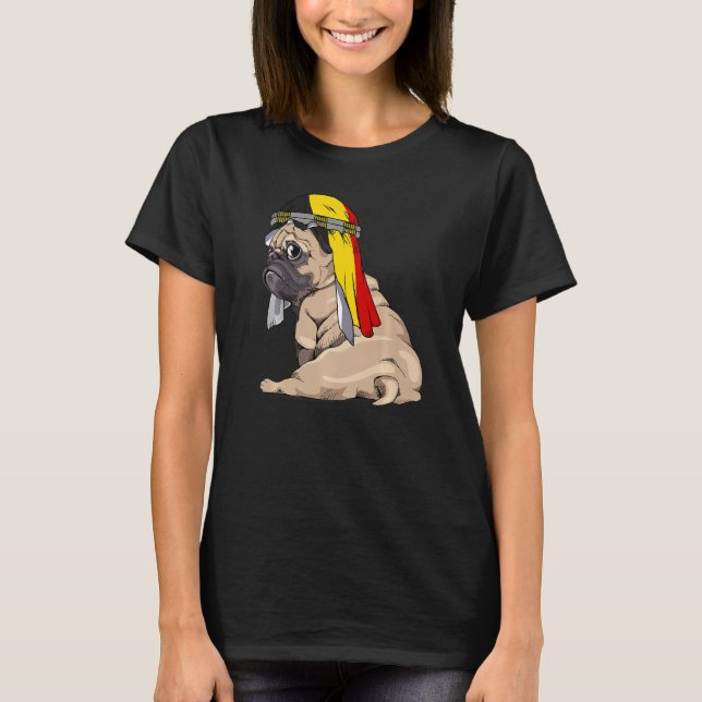Camiseta Cachorro Cachorro Pug Retro Belgium Flag Prime (Frente)
