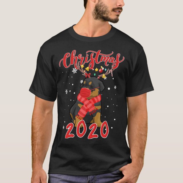 Camiseta Cachorro Cachorro Rottweiler Cachorro Natal 2020 C (Frente)