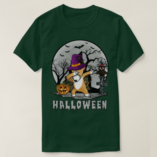 Camiseta Cachorro-Cachorro Touro Terrier Dab Hat Witch C (Frente do Design)