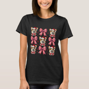 Camiseta Cachorro Cachorro Vermelho Xadrez Arco  Natal Fo