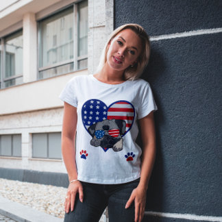 Camiseta Cachorro Cachorro Vestindo Óculos Solares EUA Sina