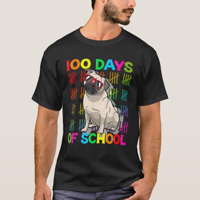 Camiseta Cachorro Canino De 100 Dias Tem 100 Dias De Escola (Frente)