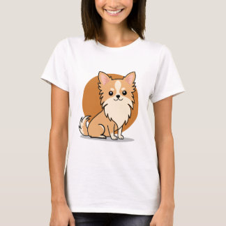 Camiseta Cachorro Cartoon de Chihuahua Fofo de Cabelo Longo