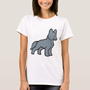 Camiseta cachorro cartoon pastor alemão azul