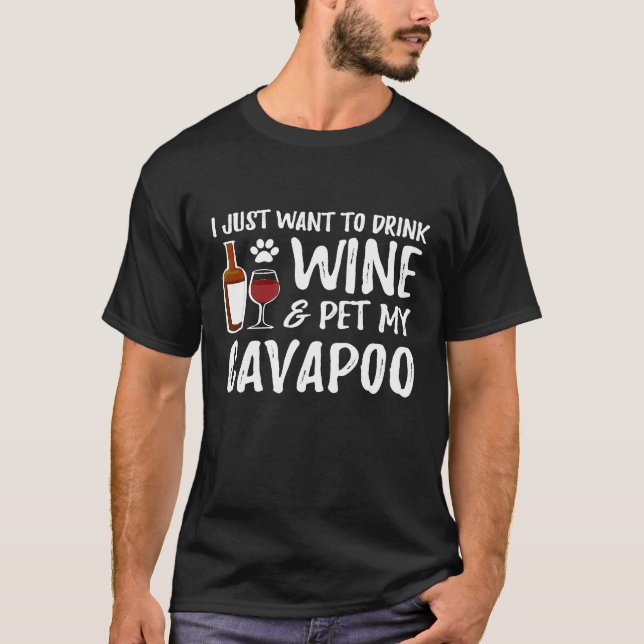 Camiseta Cachorro Cavapoo Vinho Vinho Cavapoo Cachorro Mãe (Frente)