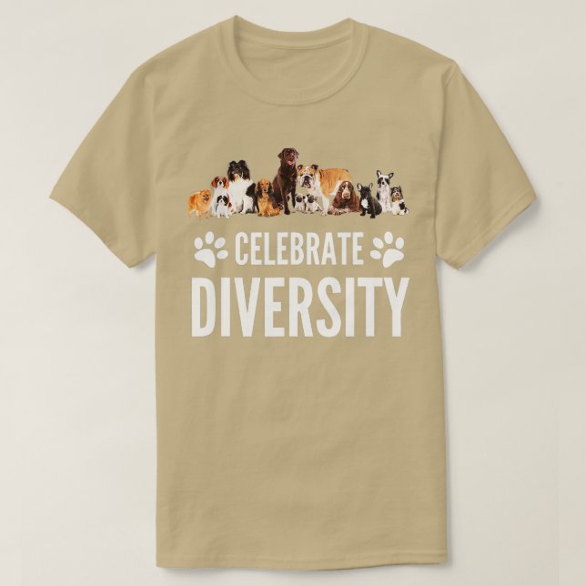 Camiseta Cachorro Celebra Diversidade em Cães Cachorro Engr (Frente do Design)