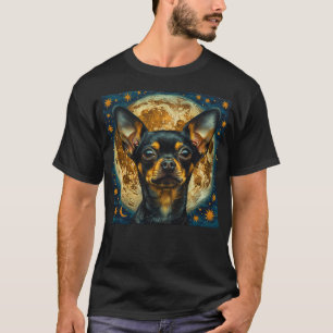 Camiseta Cachorro Celestial Bonito com Lua e Estrelas