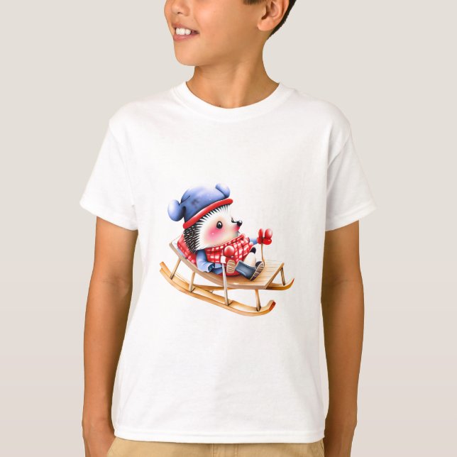 Camiseta Cachorro. Chapéu de Natal Gelado em Leve (Frente)