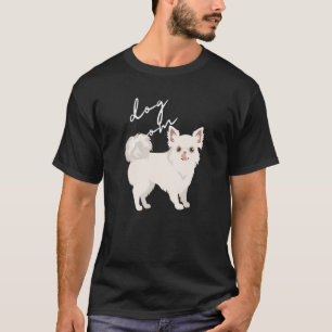 Camiseta Cachorro Chihuahua de Cabelos Brancos Mãe Mulher