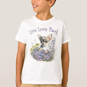 Camiseta Cachorro Chihuahua Floral Fofo