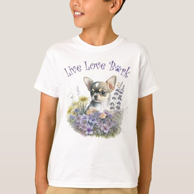 Camiseta Cachorro Chihuahua Floral Fofo (Frente)