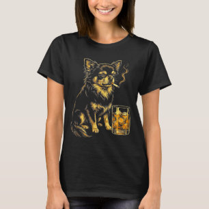 Camiseta Cachorro Chihuahua fumante vintage gráfico de meme