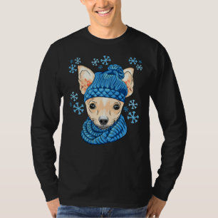 Camiseta Cachorro Chihuahua Inverno Com Flocos De Neve Que
