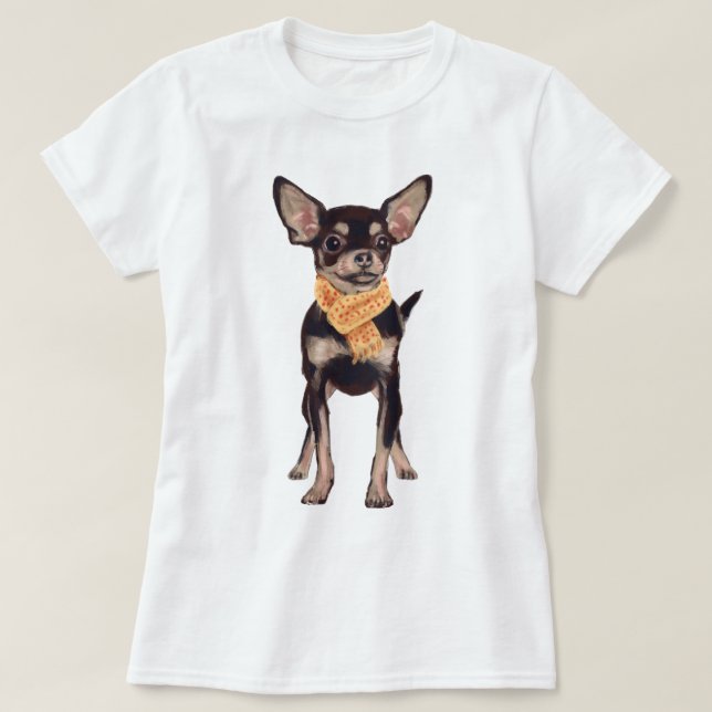 Camiseta Cachorro Chihuahua pintado manualmente (Frente do Design)
