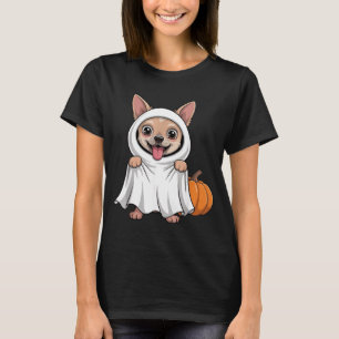 Camiseta Cachorro Chihuahua Vestindo um Fantasma Branco Dis