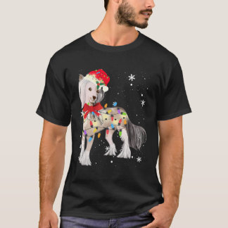 Camiseta Cachorro Chinês Cerrado Natal Luz Natal Natal Nata
