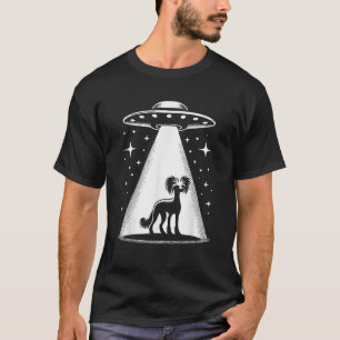 Camiseta Cachorro Chinês Crest Mom Pai Engraçado Alien UFO 