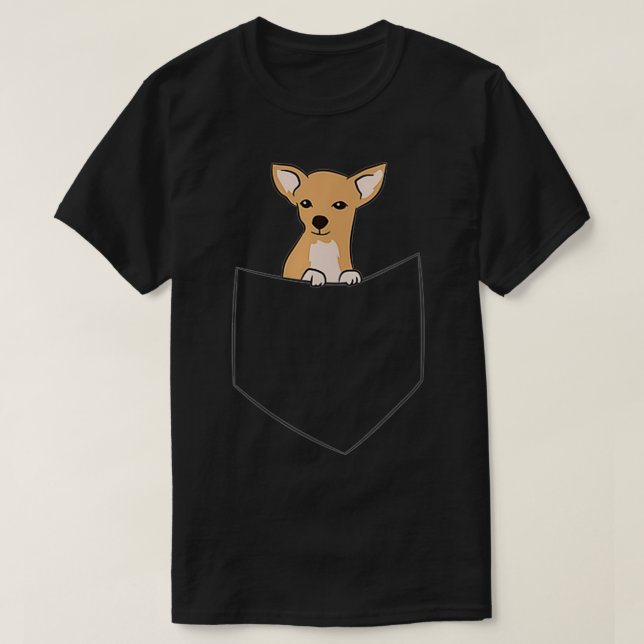 Camiseta Cachorro Chinhuahua Bonito No Pocket Funny Chihuah (Frente do Design)