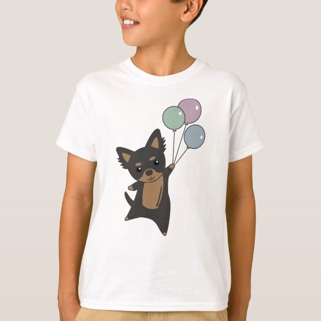 Camiseta Cachorro Chiwawa Voa Com Balões (Frente)