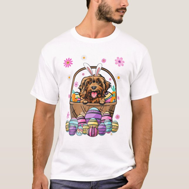 Camiseta Cachorro Cockapoo Feliz Dia de Páscoa (Frente)