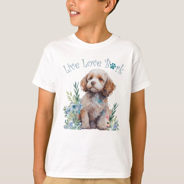 Camiseta Cachorro Cockapoo Floral Fofo (Frente)