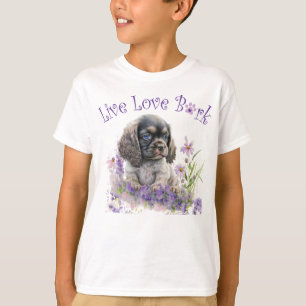 Camiseta Cachorro Cocker Spaniel Floral Fofo