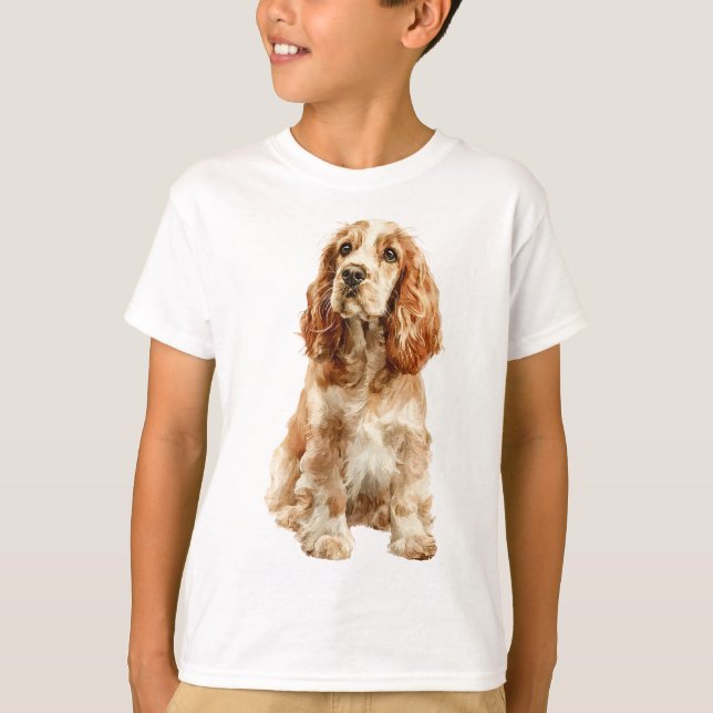 Camiseta Cachorro Cocker Spaniel Inglês Castanho Dourado Cr (Frente)