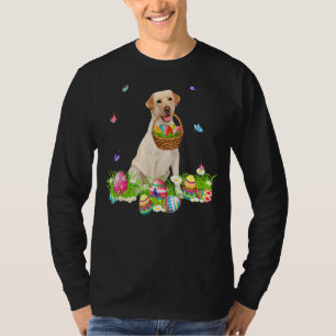 Camiseta Cachorro Coelho Amarelo Labrador Com Cesta De Ovos