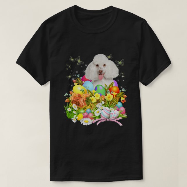 Camiseta Cachorro Coelho Branco Com Cachorro De Ovos De Pás (Frente do Design)