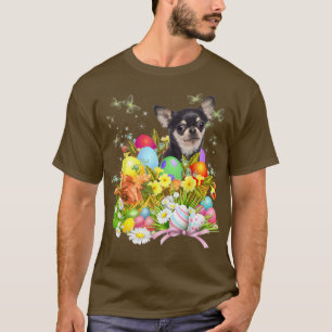 Camiseta Cachorro Coelho Chihuahua com Cesta de Ovos de Pás