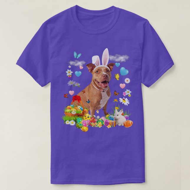 Camiseta Cachorro-coelho-coelho-felz pascoa Cachorro-peludo (Frente do Design)